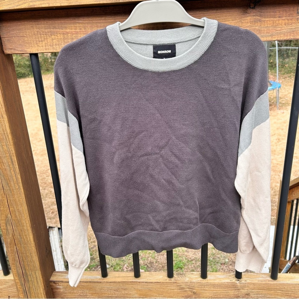 Monrow Color Block Relaxed Sweater Small - Picture 3 of 7